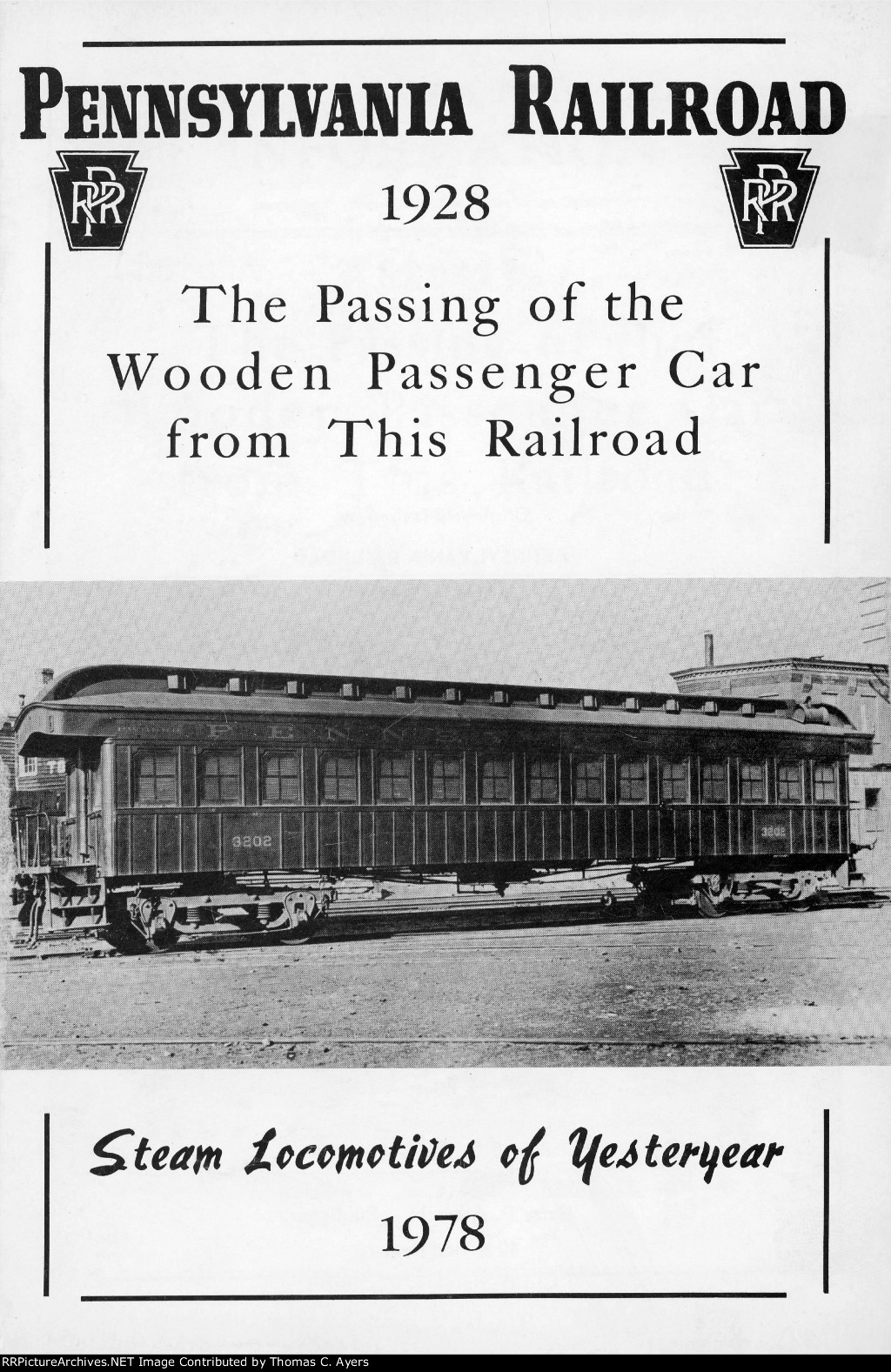 PRR "Passing Of The Wooden Passenger Car," Publishers Cover, 1928